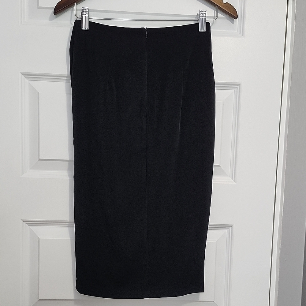 DYNAMITE Black bow wrap draped high waist midi skirt - Picture 7 of 12